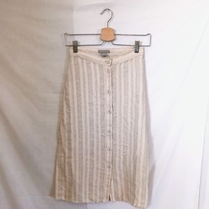 h&m // light pink high-waisted striped midi satin skirt